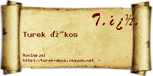 Turek Ákos névjegykártya